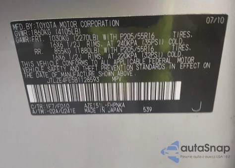 2011 Scion Xb from USA, damaged, VIN JTLZE4FE5B1128593